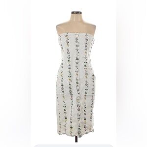 Adam Lippes Collection White Floral Striped Front Button Slit Dress  6